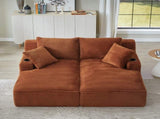 Compressible double chaise lounge with cupholders - No Assembly Required, Fluffy Modern Sleeper W2339P346394