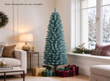 5 FT Slim Pencil Artificial Christmas Tree, Frosted Gray-Green & Silver Needles, Flame Retardant 38361992