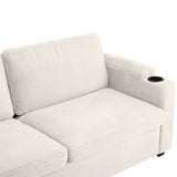 72.8" Corduroy Sleeper Sofa Loveseat Sofa with Full Size Mattress, USB Ports, Cup Holders, N719P208880A