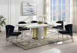 ZUN ACME Fallon Side Chair , Black Velvet & Mirrored Silver Finish DN01955