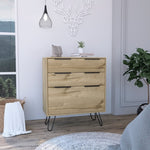 ZUN Praga Dresser, Three Drawers, Superior Top, Hairpin Legs B128P148795