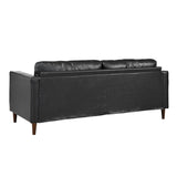 Mirod Mid-Century Modern PU Leather 3-Seat Sofa, Tufted Design, Solid Wood Legs, 2 Bolster Pillows, N760P285734B