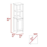 Linen Single Door Cabinet 59" H, Two Interior Shelves, Two Open Shelves, Light Gray B097133249