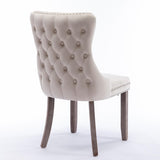 Furniture,Upholstered Wing-Back Dining Chair with Backstitching Nailhead Trim and Solid Wood 84887782