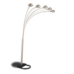 ZUN Chrome and Black Floor Lamp with Curvy Dome Shades B062P153744