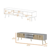 Kimball TV Rack, Spacious Storage with 2 Hinged Drawers and Open Shelves B128P176178