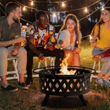 ZUN 32IN Metal Fire Pit Black 36801333