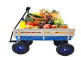 Outdoor Wagon All Terrain Pulling Wood Railing Air Tires Garden Cart W22740235