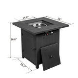 ZUN 28-Inch Fire Table,50000 BTU Gas Firepit with Volcanic Stone Black 55999158