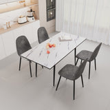 47"-63" extendable MDF modern dining and chair set, suitable for 2-6 people, white dining 43721840