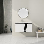 ZUN 36'' Floating Wall-Mounted Bathroom Vanity With Ceramic Basin & Soft-Close Cabinet Door 95194795