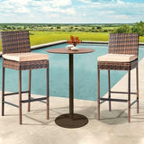 Set of 2 Patio Wicker Barstools, Outdoor Bar Height Chairs with Seat Cushions & Footrests for Patio 55928616