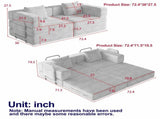 72.4 inch convertible sofa bed, corduroy fabric sofa with two side storage pockets and two cushions, W3505P355570