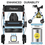 Foldable Rollator Walkers with Seat for Seniors, 450 lb Capacity, 8" Wheels, 18" Big Seat, T3815P361059