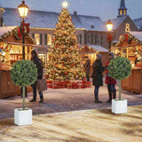 2PCS Set Artificial Tree Fake Plants Natural Boxwood Topiary Balls with 114 PE Leaves Tree Indoor 65465292