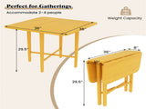 Space-Saving Round Corner Dining Table, Seats 2-4 Natural Wood Tone Foldable Kitchen Table 44050996