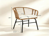 3 Pieces PE Rattan Patio Bistro Set, Outdoor Conversation Furniture with Off White Zipper Cushions & 89855847