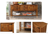 46'' Solid Wood Sideboard Console Table with 2 Drawers and Cabinets and Bottom Shelf, Retro Style W1202P457251