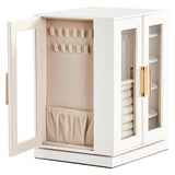360&deg Rotating Jewelry Box with 5 Drawers - White Cabinet & Pink Velvet Storage 07488518