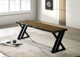 ZUN Industrial Style Dining Room 1pc Bench Only Black and Dark Oak Finish Wooden Seat X-Style Legs B011P208971