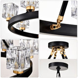 Matte Black Gold Wagon Wheel Chandelier Farmhouse Modern Small Crystal Round Chandelier for Living W1592P233064