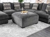 Living Room Lounge Ottoman Gray Chenille Fabric Comfort Cozy Plush Seat foam Wooden Legs 1pc Ottoman B01179794