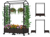 5.5 FT Raised Garden Bed with Trellis Self-Watering Planter Boxes with Lockable Wheels, 2 10437725