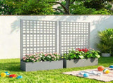 Gray 43" x 16" x 70" Galvanized Planter Box Raised Garden Bed with Trellis for Vines & Climbing 68219610