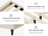 Queen Size Bed Frame with Storage Headboard, Platform Bed No Noise, Mattress Foundation Strong W2896P208878