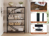 5-Tier Half-Moon Geometric Bookshelf Industrial Open Bookcase with Anti-Tipping Device 56997935