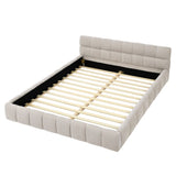 Queen Size Upholstered Bed Frame Thick Fabric, Chenille Fabric Grounded Queen Size Platform Bed 09509443