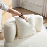 ZUN Modern Chair, Single Teddy Fabric Sofa Chair with Ottoman,SideTable, Foot Rest Comfy chair for W2582P179752