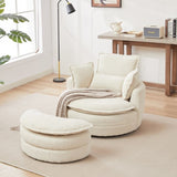 38"W Oversized Swivel Chair with moon storage ottoman for Living Room, Modern Accent Round Loveseat W834P150050