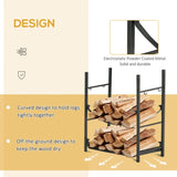 Firewood Rack with Fireplace Tools, Indoor Outdoor Firewood Holder, Flat Bottom with 2 Tiers for W2225142617
