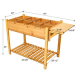 8 Pockets Horticulture Raised Garden Bed Elevated Wood Planter Box Stand with Foldable Side Table 91070442
