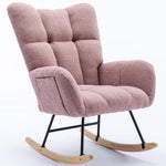 ZUN Rocking Chair Pocket, Soft Teddy Fabric Rocking Chair for Nursery, Comfy Wingback Glider Rocker W137294659