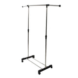 ZUN Single-bar Vertically-stretching Stand Clothes Rack with Shoe Shelf Silver 96763962