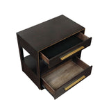 ZUN 2 Drawers Nightstand with Shelf in Smoked Peppercorn Finish B016P255632