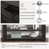 48'' Solid Pine Wood Top Console Table, Modern Entryway Sofa Side Table with 3 Storage Drawers and 2 W120246665