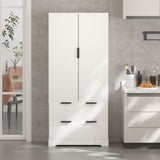 Farmhouse Pantry Storage with 2 Large Drawers, Tall Pantry Storage Cabinet with 8 Door Spice Rack, W2917P294993