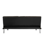 ZUN Sofa Bed with Armrest two holders WOOD FRAME, STAINLESS LEG, FUTON BROWN PVC,DARK BROWN W2297P284141