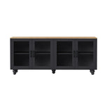 ZUN Farmhouse TV Stand with Tempered Glass Doors for TVs Up to 70", Versatile Sideboard with Adjustable 78698891