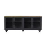 ZUN Farmhouse TV Stand with Tempered Glass Doors for TVs Up to 70", Versatile Sideboard with Adjustable 78698891