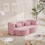 ZUN Modern Floor Sofa with 2 Pillows,Convertible Teddy Fabric Foam-Filled Sleeper Sofa Bed,15" Full Size W1885P190391