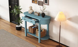 TREXM Elegant Retro Console Table with Curved Design Smooth Glaze for Entryways, Living Rooms N715P230796C