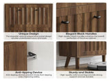 Medieval-style modern shoe cabinet, upright shoe storage unit with vertical grooved finish, W1706P465289