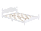 Full Size Wood Platform Bed Frame,Retro Style Platform Bed with Wooden Slat Support,White WF310129AAK