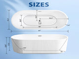 67" Linear Acrylic Freestanding Bathtub,Stand Alone Soaker Tub, Glossy White Acrylic, Toe-tap Chrome W1675P423113