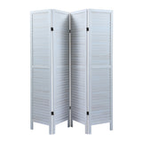 ZUN Sycamore wood 4 Panel Screen Folding Louvered Room Divider - Old white W2181P146770