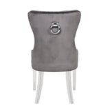 Erica 2 Piece Stainless Steel Legs Chair Finish with Velvet Fabric in Dark Gray 808857803009